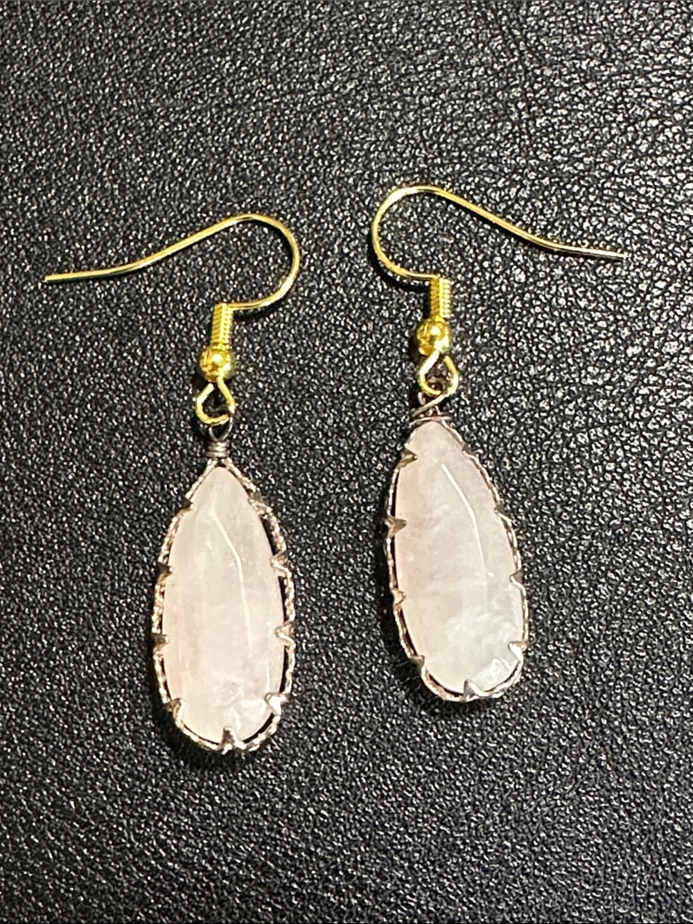 Lavender Jade Faceted Teardrop Stone Drop Earrings
